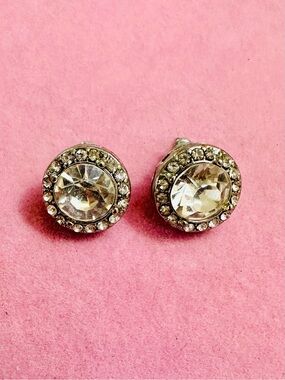 Clear Crystal Halo Stud Earrings
